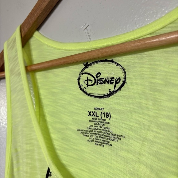 Disney Minnie Mouse Cutesy Floral Lace Neon Green Tank Top Size XXL - Picture 2 of 4